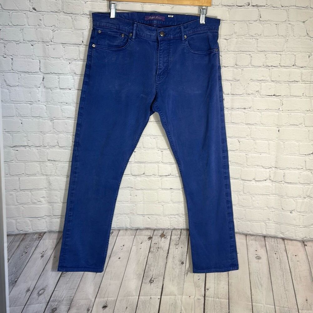 Ralph Lauren Purple Label‎ Jeans Men 34x32 Blue Slim Stretch  Zip Denim